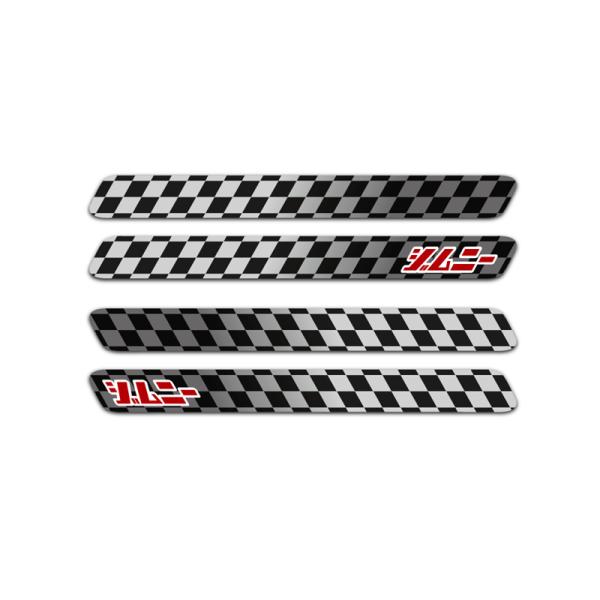 (シルバー) ジムニーノマド シエラ ダミーダクトステッカー ((チェッカー柄/赤ロゴチェッカー)) 4枚セット 1台分 市松模様