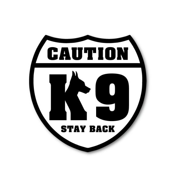 ちょっと面白 「K9ステッカー」 8cm ((黒フチホワイト)) 犬 警察 アメリカン