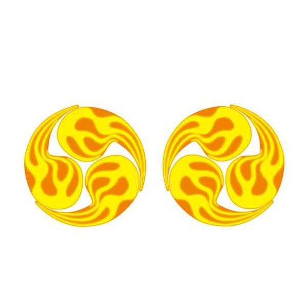 汎用 和柄 太鼓模様 三つ巴 ファイヤー 左右セット パールイエロー タンクやボディーのポイントに 勾玉 Depatswtaiko3 マニアックコレクション 通販 Yahoo ショッピング