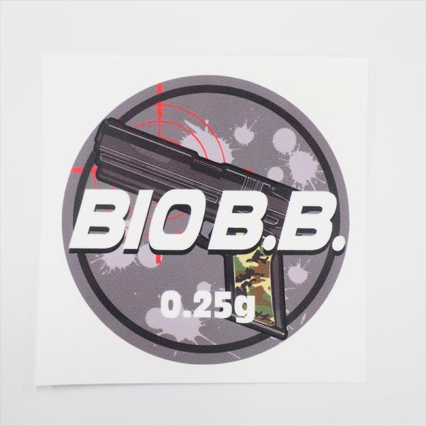 BBボトル サバゲ―ステッカー ピストル  GUN（白 0.25g） 1枚 BIO B.B. バイオビービー ボトルシール