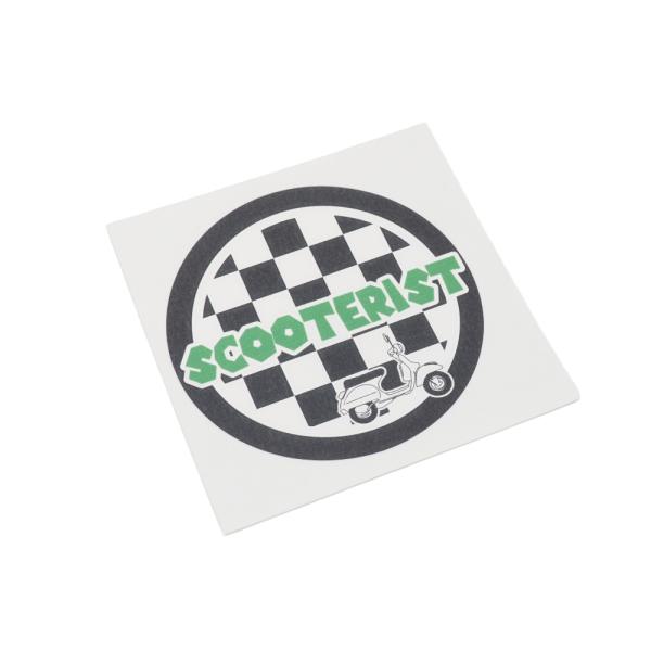 マットラミ）スクーターステッカー チェッカー イラスト入 8cm