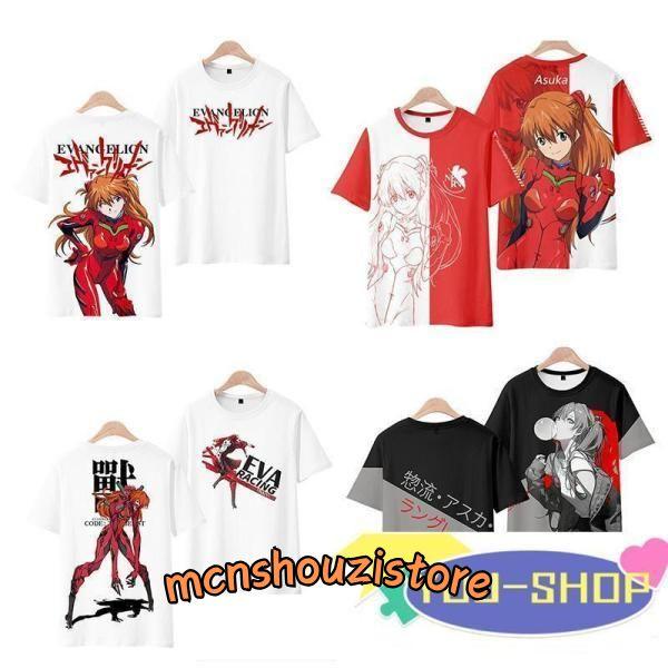 新世紀エヴァンゲリオン アスカ NERV EVA 丸襟 Tシャツ 半袖 新世紀エヴァンゲリオン アスカ NERV EVA 丸襟 Tシャツ 半袖
