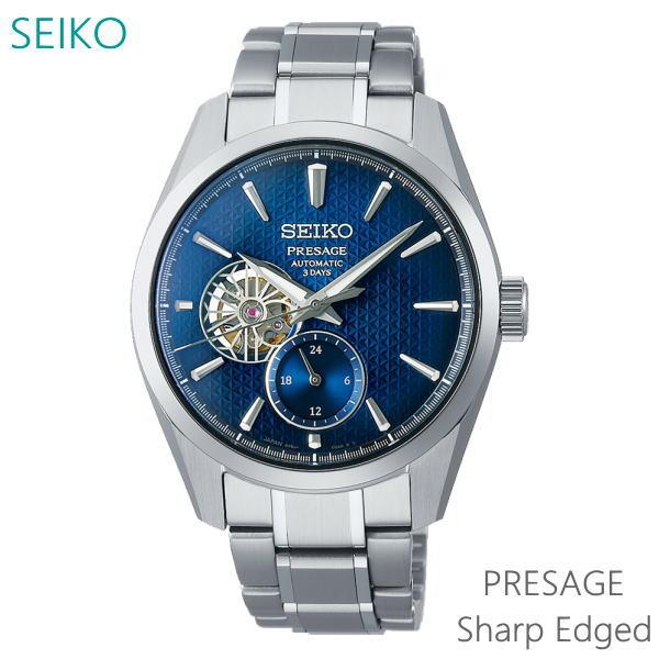 【保証内】SEIKOプレザージュ シャープエッジ 自動巻腕時計 青文字盤 保証内】SEIKOプレザージュ シャープエッジ 自動巻腕時計 青文字盤