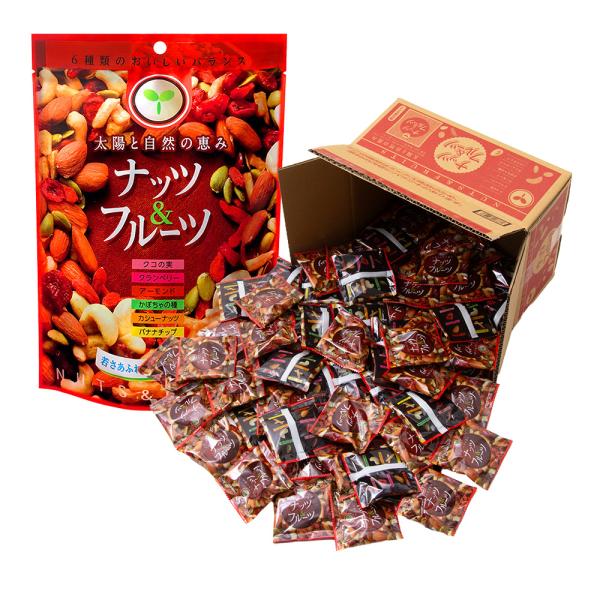 【ナッツ＆フルーツ 徳用ＢＯＸ】人気の商品をお得に詰めました。香ばしいナッツにほんのり甘いバナナチップと甘酸っぱい果実をミックスした６種類の味のハーモニーが楽しめます。そのまま食べてもおいしい、シリアルにトッピングしてもおいしい、食べやすい...