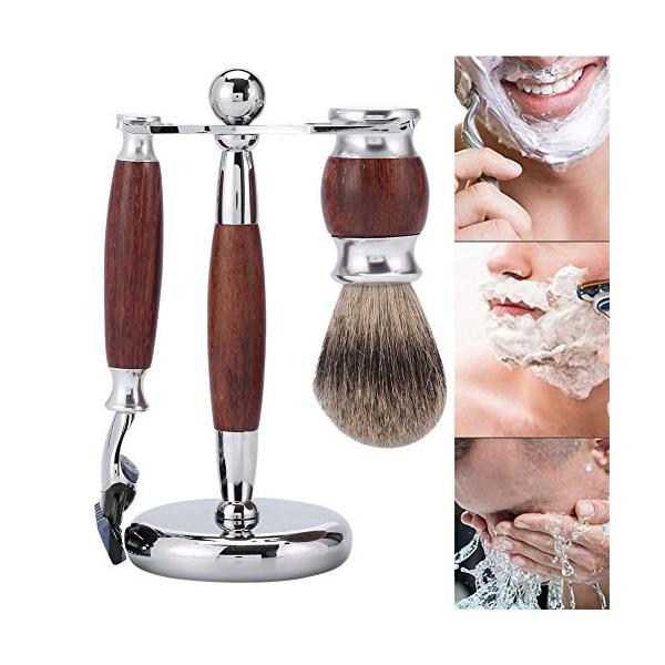 メンズクラスシェービングキットウッドブラシ セーフティカミソリホルダー付きプロフェッショナルグルーミングセット Felemax Com Ar