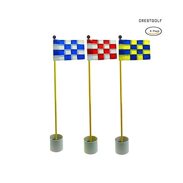 激安な Crestgolf 3セット 裏庭 練習 ゴルフホール ポール カップ フラッグスティック 3セクション ゴルフパッティング グリーン 海外最新