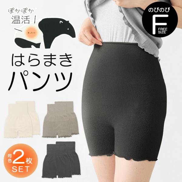 腹巻パンツ 腹巻きパンツ レディース 2枚セット 暖かい あったか のびのび 伸縮 フリーサイズ 無地 シンプル 冷え対策 防寒 インナー 薄手 スパッツ 冬/送料無料