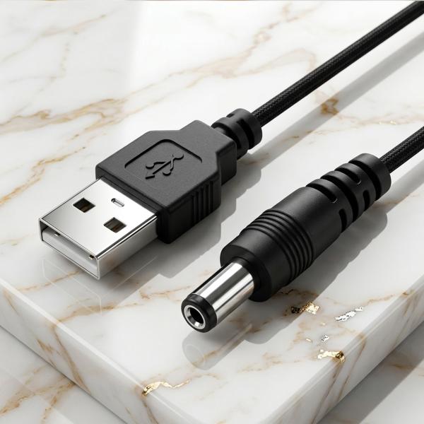USB-A to DC 5.5mm/2.1mm 電源供給ケーブル 約1m 5V専用 x 1本