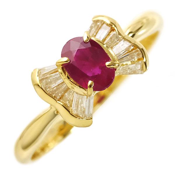 リング 指輪 ルビー ダイヤモンド イエローゴールド K18YG 11.5号 シャレード ルビーリング ダイヤリング K18イエローゴールド