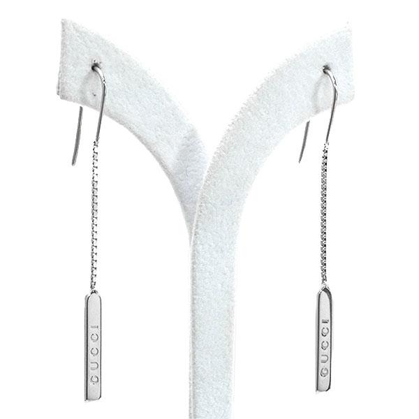 GUCCI 送料無料 本物 グッチ ラリアットピアス 750WG K18WG ロゴ