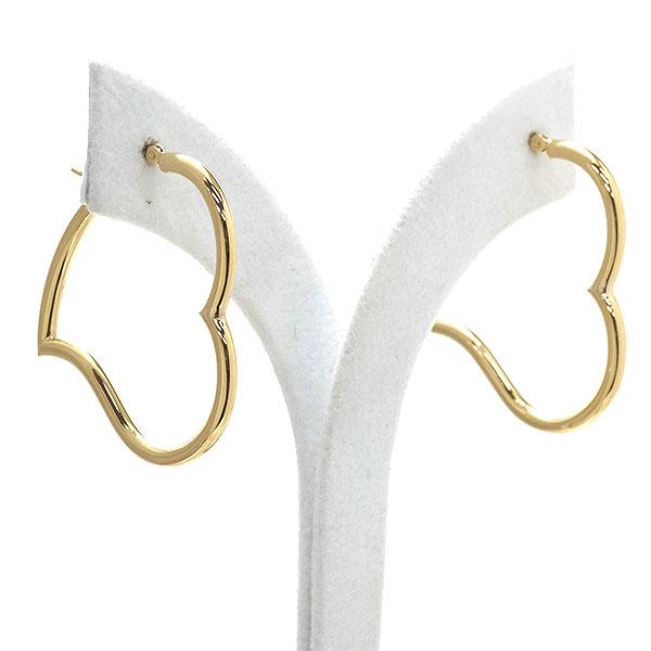 送料無料 本物 デザインピアス K18YGイエローゴールド フープピアス