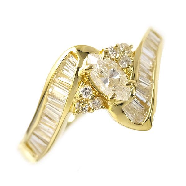 送料無料 本物 ダイヤモンドリング 指輪 K18YG ダイヤ0.30ct 0.68ct 12  