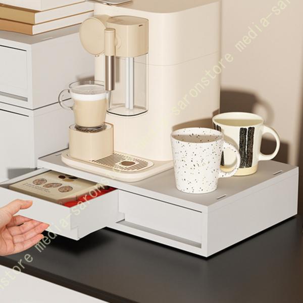 家電下引き出し スライドテーブル レンジ下収納 ペットボトル カウンター上 キッチン収納 白 黒 電気ケトル コーヒーメーカー トースター台 電気ポット トレイ
