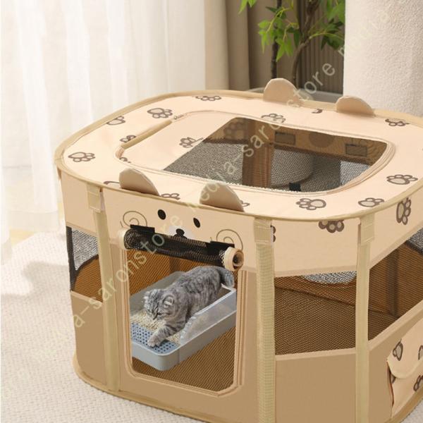 [Release date: December 31, 2025]長方形 ペットサークル 猫 犬 折畳み高品質な300DオクスフォードとPVCネットを使用しており、耐久性優れ、犬猫の軽い噛みや騒ぎには大丈夫、そして防水効果も抜群で、室外のア...