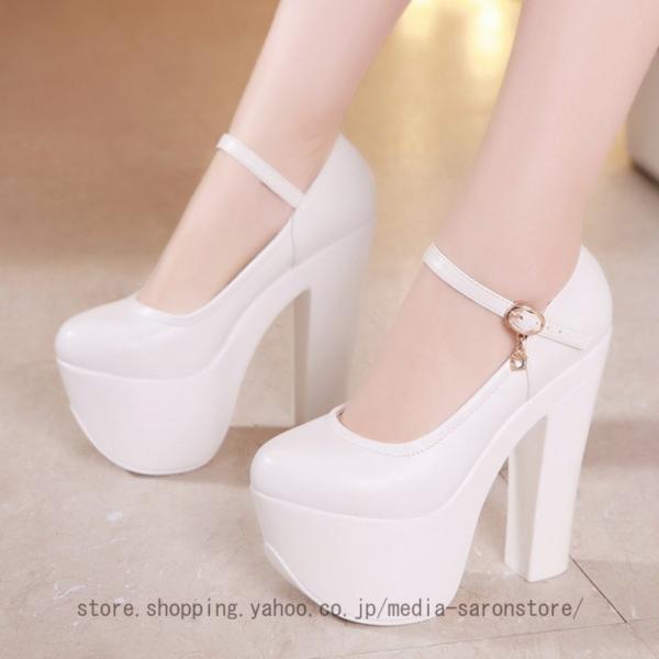 15cmヒール 厚底 パンプス ハイヒール チャンキーヒール ストラップ ハイヒール パンプス アンクルストラップ 太ヒール 柔らかい 痛くない キャバパンプス