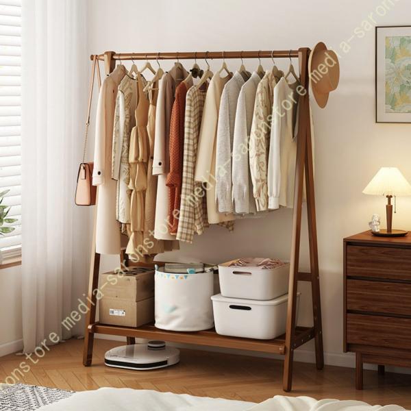 ハンガーラック 竹製 スリム 頑丈 多機能 洋服ラック シューズラック コートハンガー おしゃれ 省スペース 組み立て簡単 組立簡単 玄関 コート掛け おしゃれ
