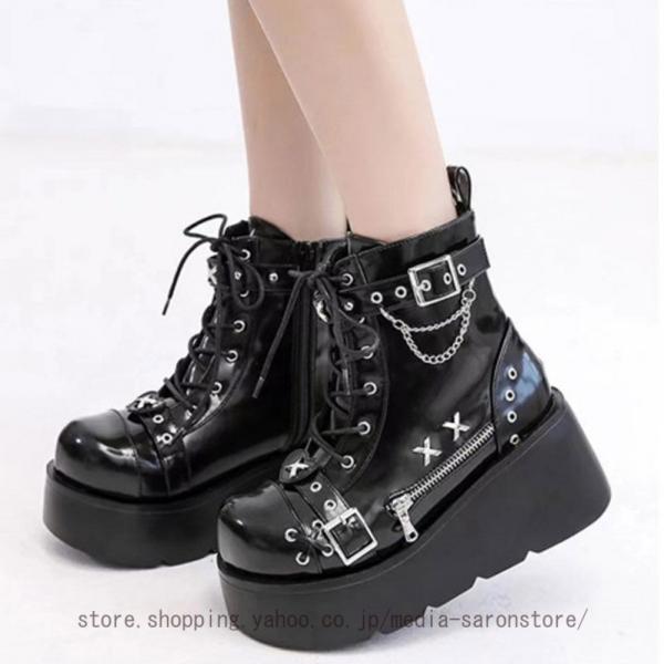 FYSP オリジナル　ゴシック風　厚底ファーブーツ（7cm増やす） FYSP オリジナル ゴシック風 厚底ファーブーツ（7cm増やす） 【公式通販】