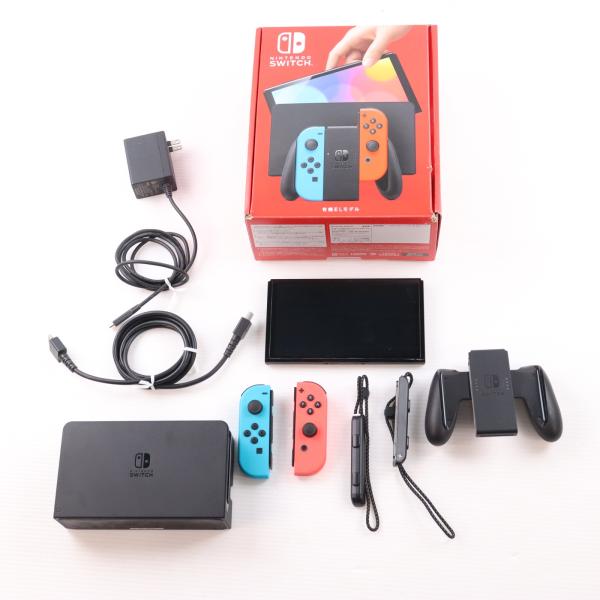 『中古即納』{Switch} (本体) Nintendo Switch(ニンテンドースイッチ) 有機ELモデル Joy-Con(L) ネオンブルー/(R) ネオンレッド 任天堂(HEG-S-KABAA)(20211008)