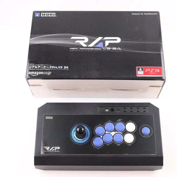 『中古即納』{ACC}{PS3} Amazon.co.jp限定 PS3用 リアルアーケードPro.V3 SA(アマゾンオリジナルカラー:ブラック×ダークブルー) HORI(HP3-76)(20100318)