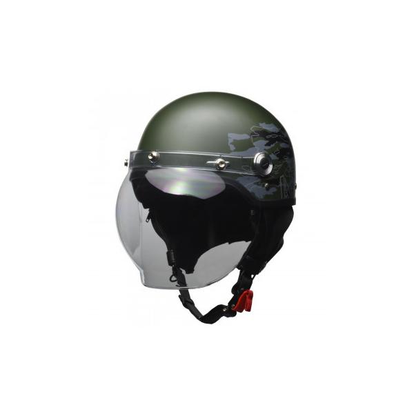 他サイト： リード工業  CROSS ハーフヘルメット　ミリタリーグリーン フリーサイズ CR-760　代引き不可/同梱不可の商品画像