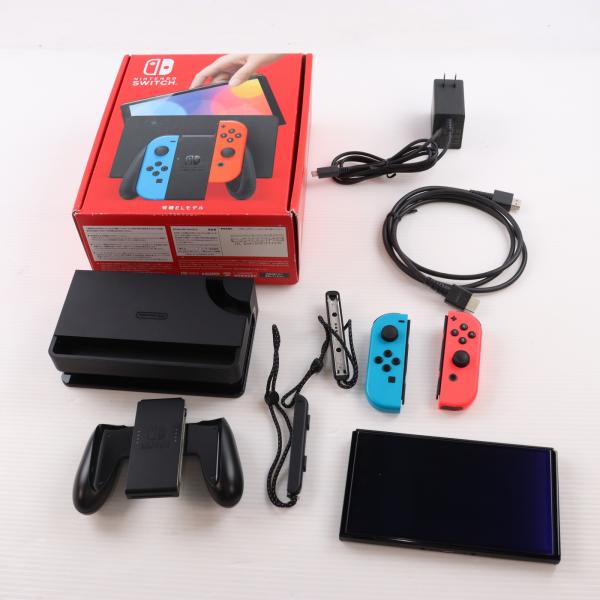 『中古即納』{Switch} (本体) Nintendo Switch(ニンテンドースイッチ) 有機ELモデル Joy-Con(L) ネオンブルー/(R) ネオンレッド 任天堂(HEG-S-KABAA)(20211008)