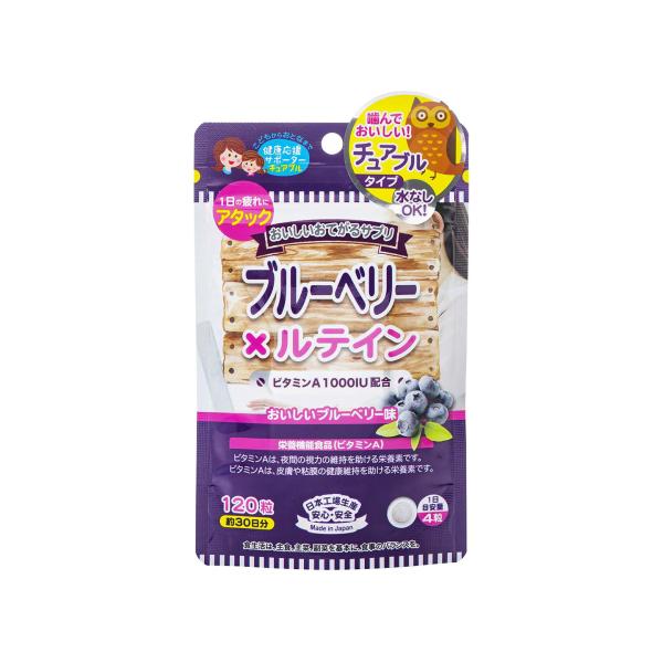おいしいおてがるサプリ ブルーベリー×ルテイン　ブルーベリー味120粒 ジャパンギャルズ 【メール便のみ送料無料】 ビタミンA
