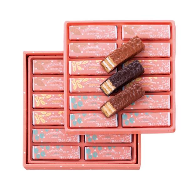 ベルン ミルフィーユ（24個入り ）包装済み　　熨斗対応 贈答用お菓子 ギフト　　お菓子ミルクチョコレート・スイートチョコレート・ヘーゼルナッツチョコレート各8お土産 手土産 御土産  お歳暮 お年賀 御中元 御歳暮 御年賀 御年始 母の日...