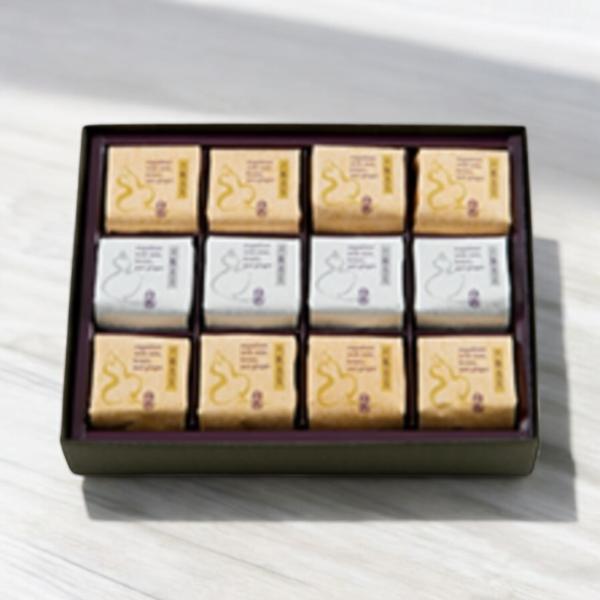 廣尾剽月堂　六瓢息災　二種12個入り  アーモンド・胡桃などの木の実と、煮したしょうがをタルト生地でサンド。滋養豊な素材を生かしたお菓子です。大切な方への贈り物、お祝事に好適です。オードリー　ヨックモック　ガトーフェスタハラダ　アンリシャル...