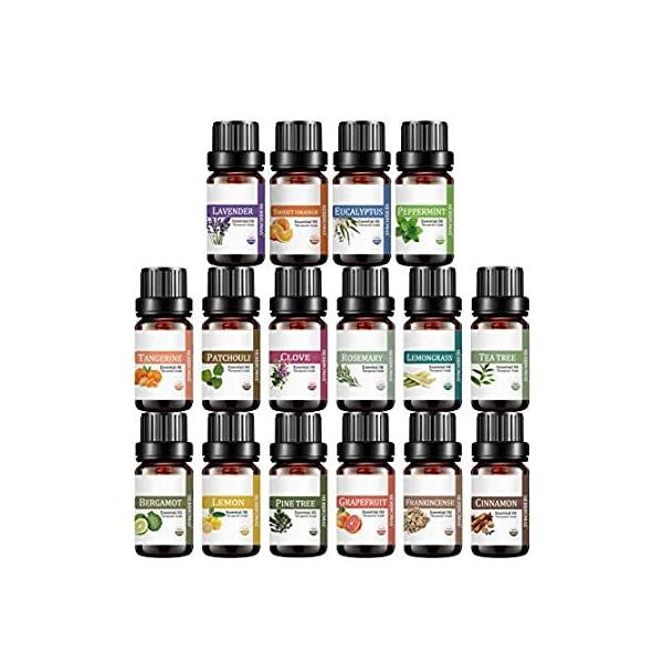 HERBROMAS Top 16 Aromatherapy Essential Oils for Diffusers for Home，Scented