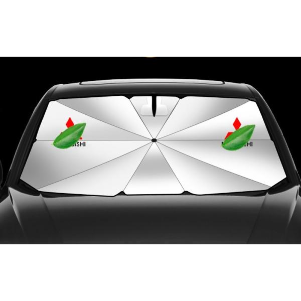 三菱 三菱専用 サンシェード 折り畳み 傘型 日除け UVカット 収納袋付 取付簡単 LOGO付 デリカ ランサー アウトランダー エクリプスクロス