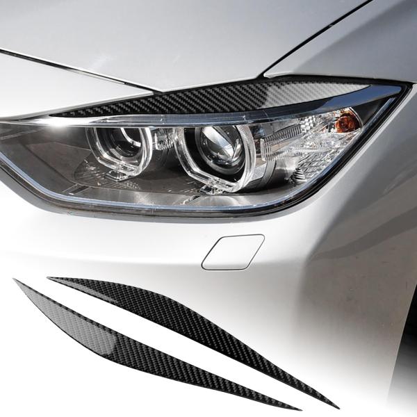 BMW F30 3シリーズ 2013 2014 2015専用 アクセサリー 外装 パーツ カーボンファイバー カーライトアイブロウカバートリム ステッカー おし