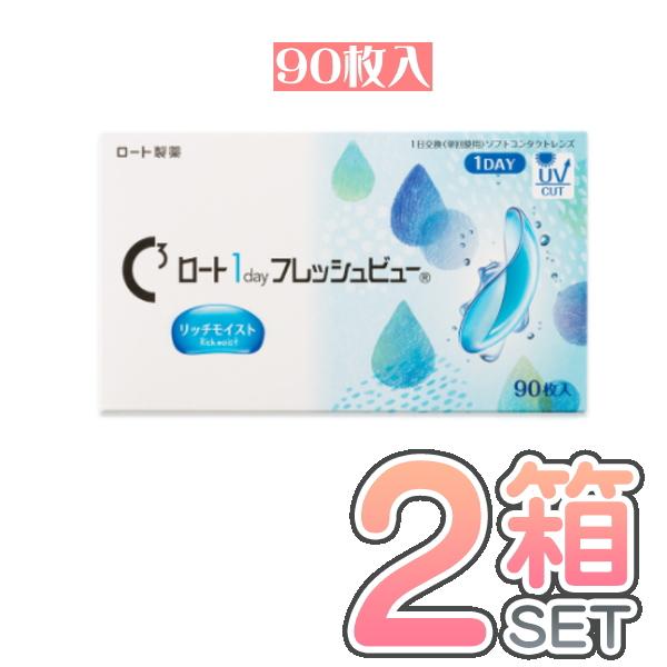 【送料無料】ロート 1day Flesh View Rich Moist ワンデーフレッシュビュー リッチモイスト 2箱（1箱90枚入） ワンデータイプ  Rohto