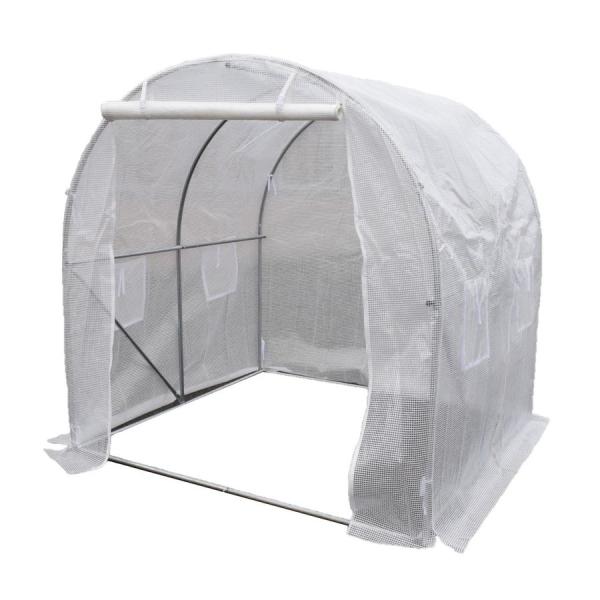 小型機械・自転車・バイクの簡易ガレージや菜園ハウスに最適小型家庭用ビニールハウス　1坪タイプ　組み立て式サイズ：長さ200cm×幅200cm×高さ200cm重　量：17kg骨組みパイプ:直径25mmスチールカバー：糸入りビニール　前面ファス...