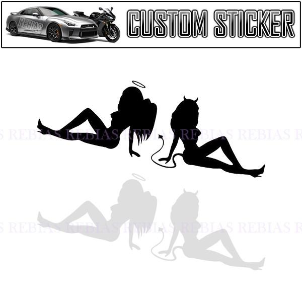 ステッカー 天使と悪魔 セクシー エンジェル デビル ガール カオス 女性 大人 SEXY バイク 家電 カスタム ドレスアップ angel devil