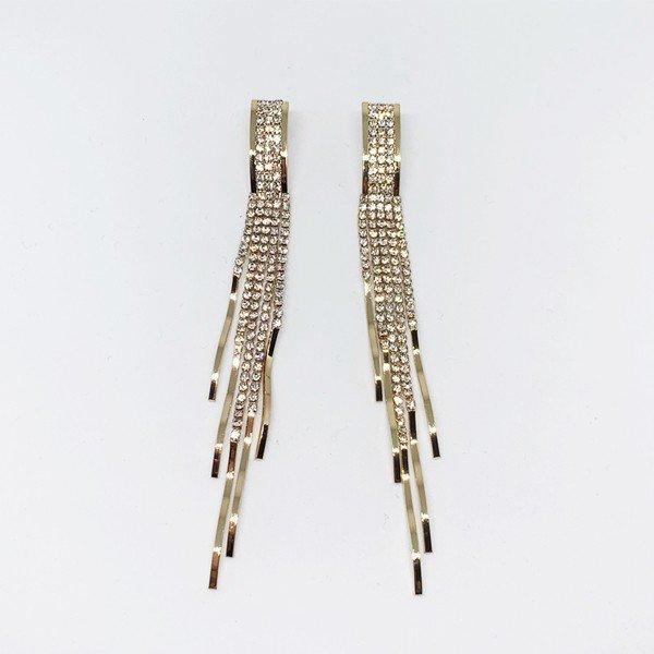 ジュエリー キラキラ ロング ピアス イヤリング 揺れる ゴールド ストーン Earrings long レディース