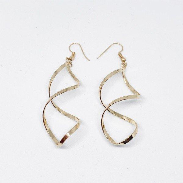ジュエリー シンプル フック ツイスト ピアス イヤリング ゴールド グリーン Earrings  レディース