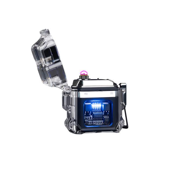 ライター プラズマ クリスタル スケルトン タバコ LED 充電ゲージ TYPE-C 防水