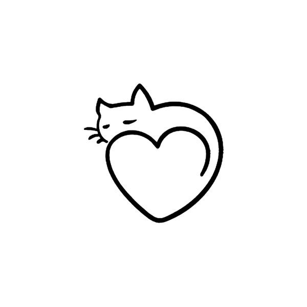 キャット にゃんこ はーと ステッカー 猫 cat heart カスタム sticker