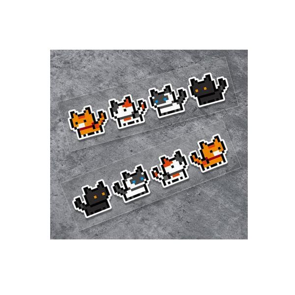 ステッカー ドットにゃんこ 8匹 セット 猫 CAT カスタム シール キャット