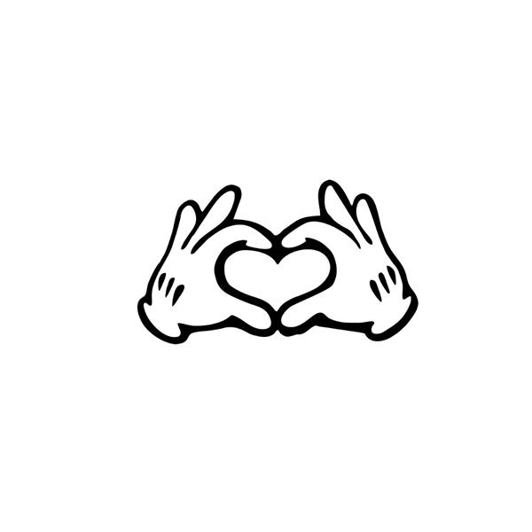 ステッカー ハートポーズ ワンポイント カスタム ハンドサイン LOVE