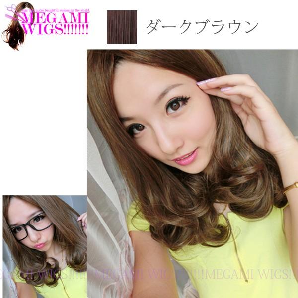 ウィッグ レディース ロング セミロング ゆるふわ コスプレ ネット かつら フルウィッグ MEGAMI WIG 012 ダークブラウン