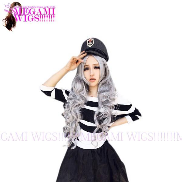 コスプレ ウィッグ グレー ロングヘア 巻き髪 フルウィッグ MEGAMI WIG cosplay