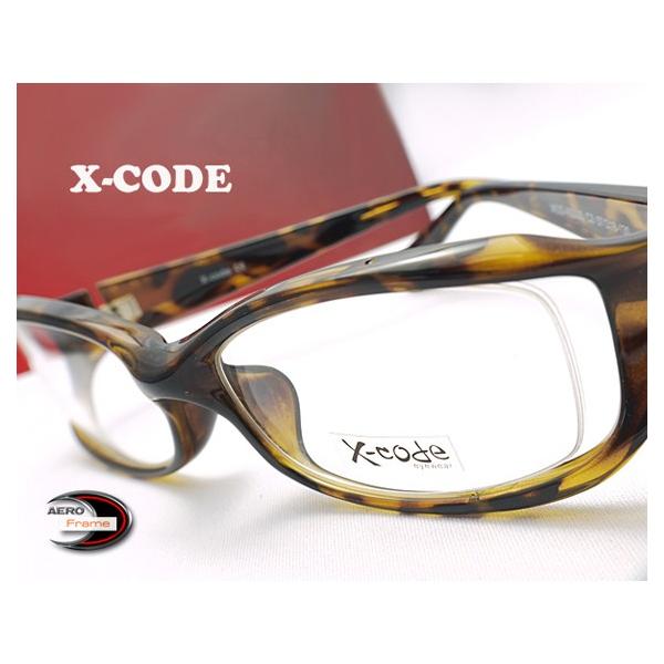 チェック柄フレーム度あり眼鏡 メガネ 度付 X-Code Eyewear エアロフレーム 虎柄色 超弾力性新