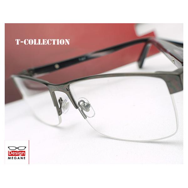 メガネ 度付 T-collection Eyewear Gunmetalic ハーフリム 快適バネ