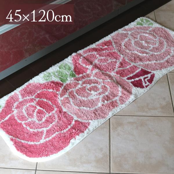 キッチンマット 洗える おしゃれ マット 滑り止め 床 厚手 玄関 薔薇