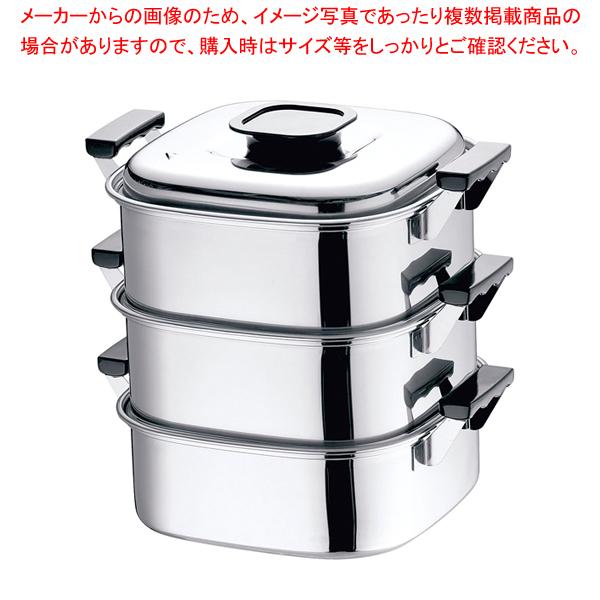 桃印18-0角型蒸器 24cm 3段【角蒸し器 セイロ 蒸篭 小籠包蒸し器 