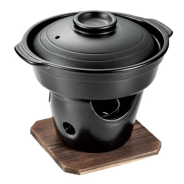 和ごころ懐石 陶器製すきやき鍋コンロ付セット【一人鍋 一人鍋 和ごころ懐石 陶器製すきやき鍋コンロ付セット【一人鍋 一人鍋
