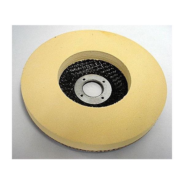 【用途】板ガラスエッジの最終艶出し（面、コバ）、ガラス表面の微細な傷取り【サイズ】Φ100ｍｍ　穴径15ｍｍ・速度可変式のディスクグラインダー、またはスピードコントローラーに接続のディスクグラインダーでご使用下さい。・最高使用回転数5000...