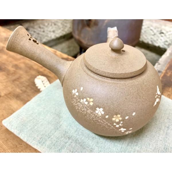 常滑焼 名工作品逸品急須　青峰作　焼き〆金桜に蝶　ささめ　300cc    陶製茶こし急須　上品　おしゃれ   化粧箱入　