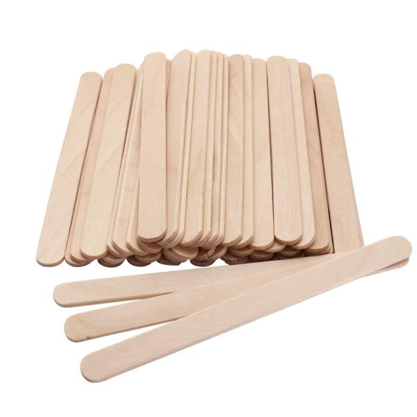 【商品内容】原材料：木材(白樺)サイズ：15cmx1.8cmx2mm入数：100本入使い捨て可能な木製スパチュラです。脱毛クリームやワックスを塗る際に便利なアイテムです。ブラジリアンワックス用 ウッドスパチュラ スパチュラ 使い捨て ワック...